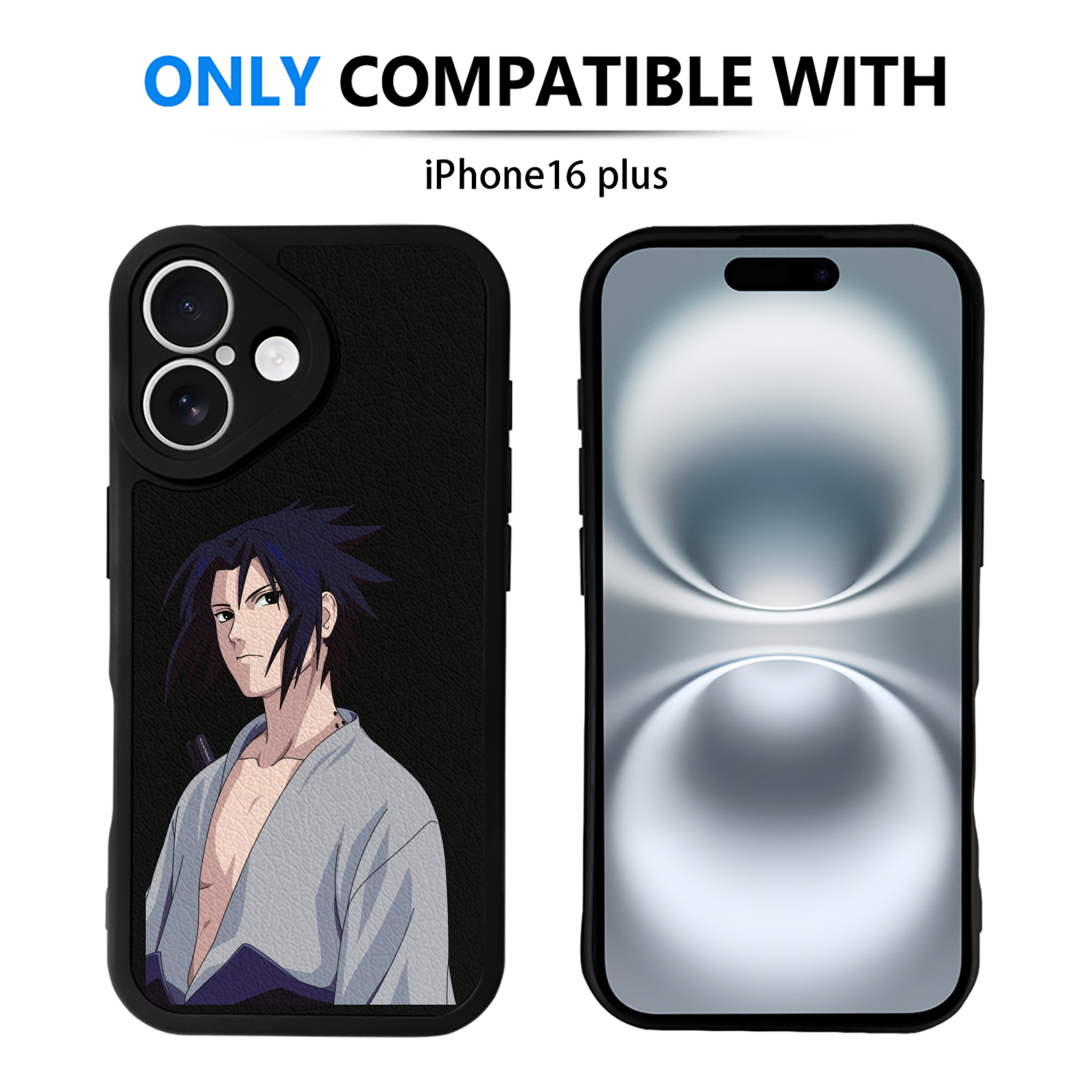 （画像用） NARUTO -ナルト- うちは サスケ Uchiha Sasuke 【iPhone 16シリーズ対応】シリコンスマホケース（レザー調） 材質：シリコン